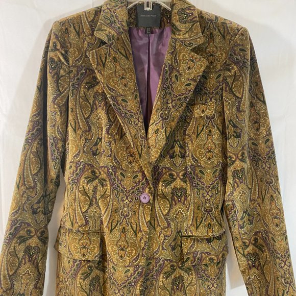 SOLD Bern And Mort Velour Single Breasted Brown Paisley Blazer NWOT - Picture 13 of 14